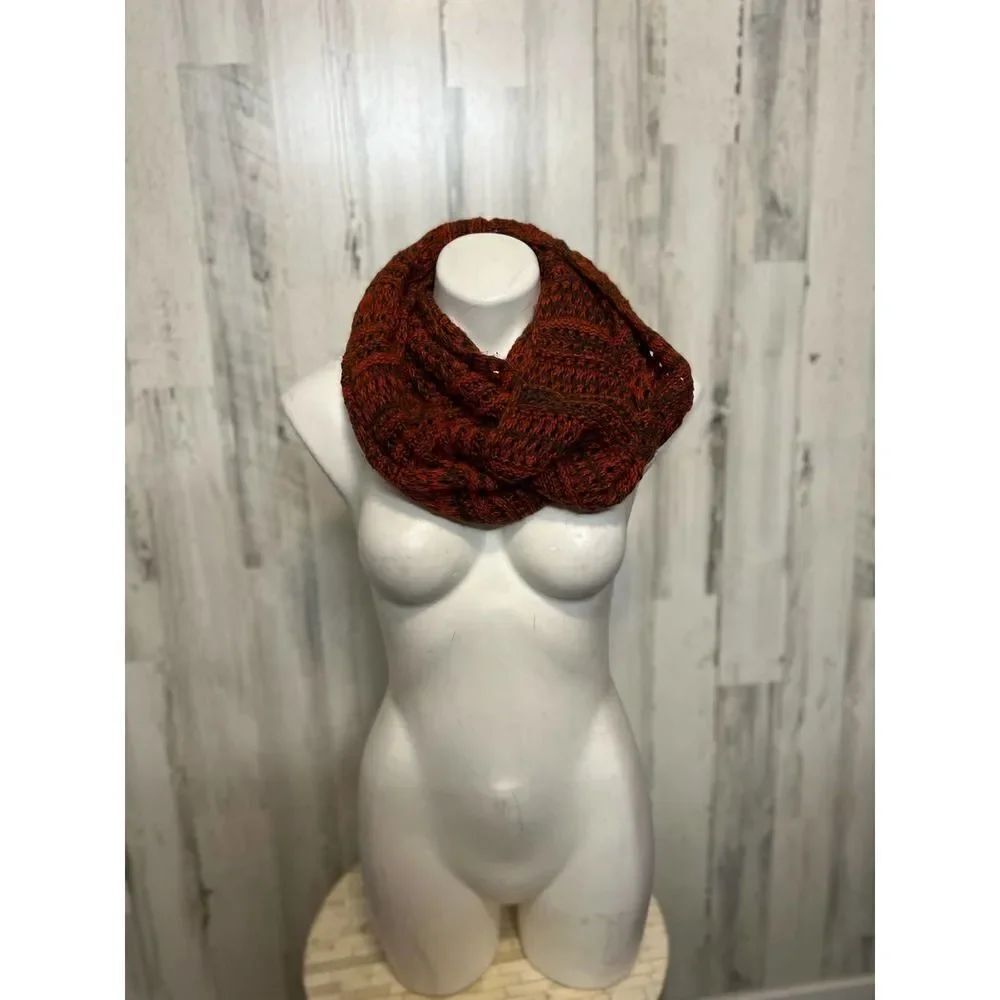 Rust Orange Chunky Knit Infinity Scarf – Cozy Winter Loop Scarf